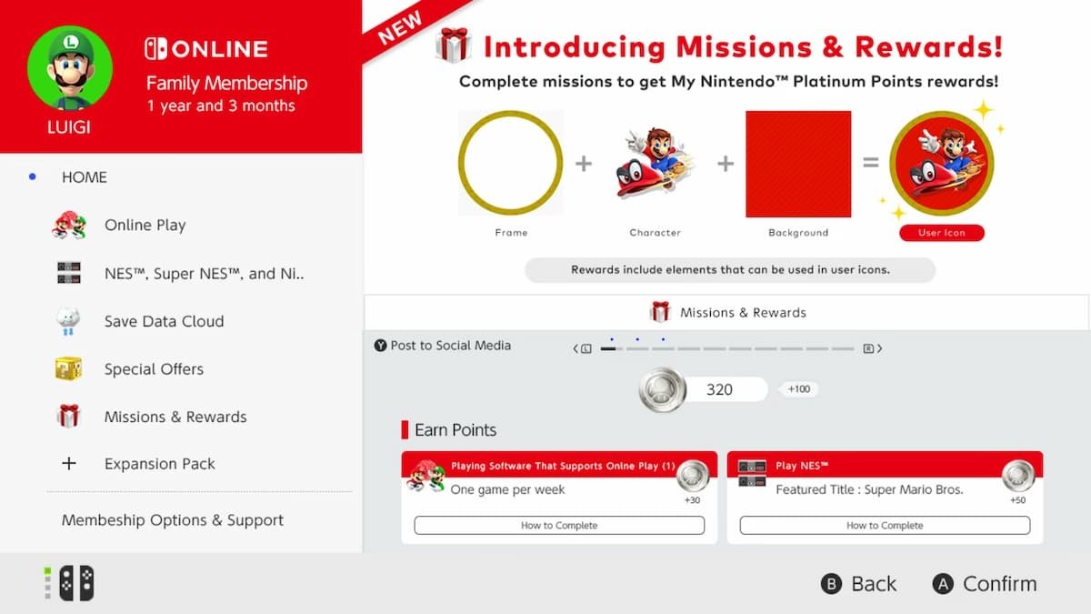 Nuevos iconos de perfil de Nintendo Switch Online
