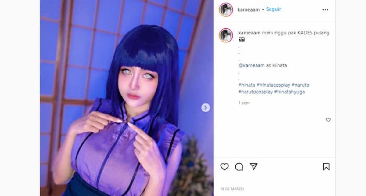 Maravilloso cosplay de Hinata realizado por la usuaria Kameaam en Instagram