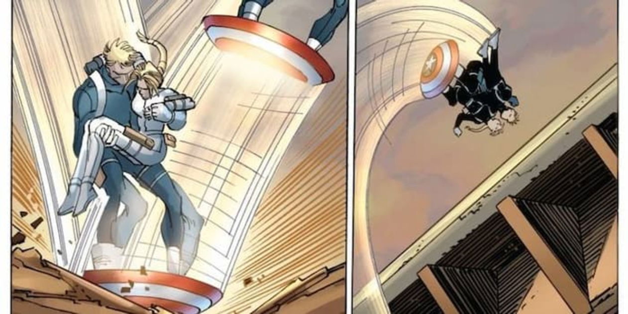 El Capitán América le ha dado otros usos a su escudo, como en la ocasión que se salvó a sí mismo y a Sharon Carter al hacer que rebote contra el suelo