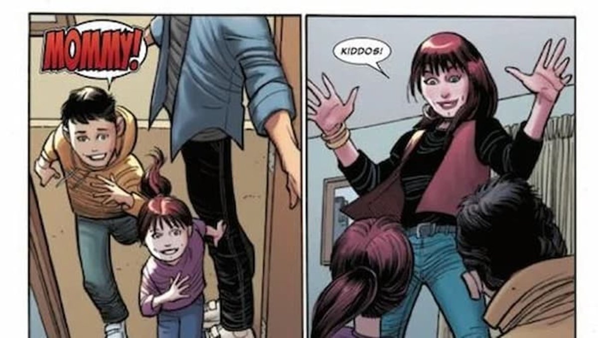 El cómic #1 de The Amazing Spider Man terminó con esta escena de Mary Jane y sus hijos, que no los tuvo con Peter