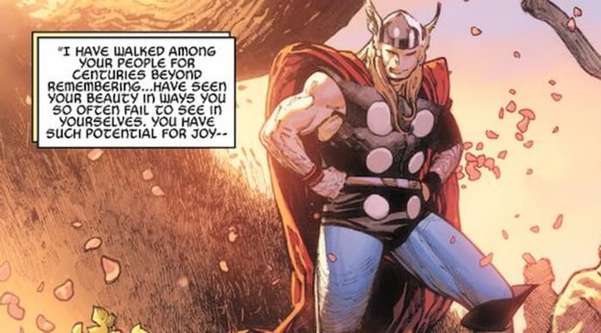Thor se aproxima al pueblo de Midgard para ofrecer unas palabras de esperanza y sabiduría