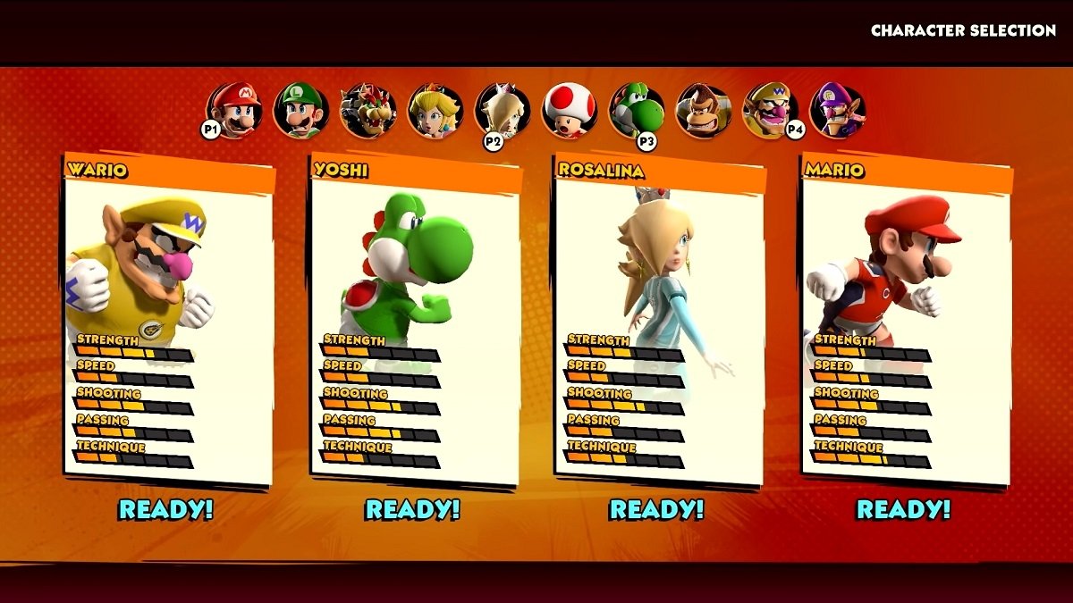 Atributos de personajes en Mario Strikers: Battle League Football