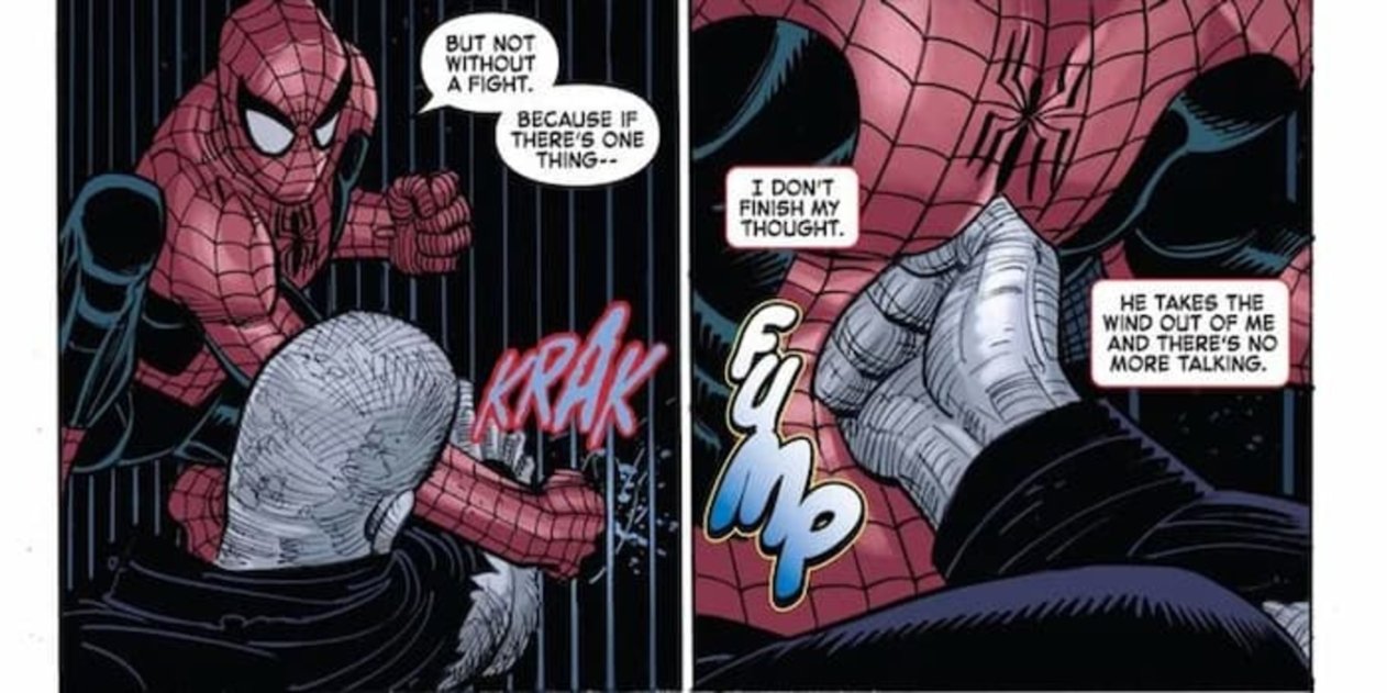 Lápida ha conseguido anular la habilidad de insultos de Spider-Man a través de un golpe