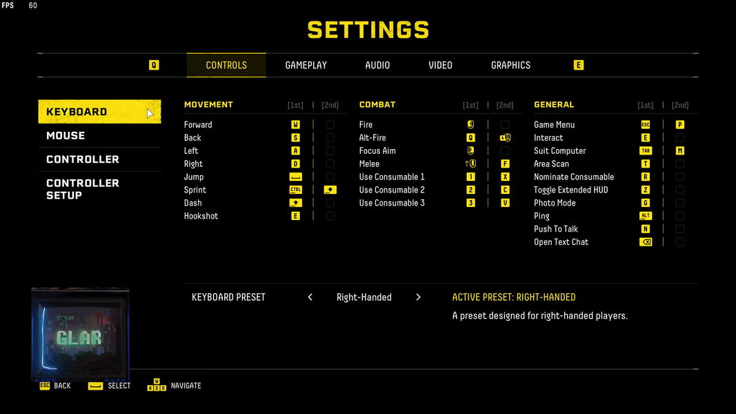 Supuesto menú de configuración de Returnal en PC