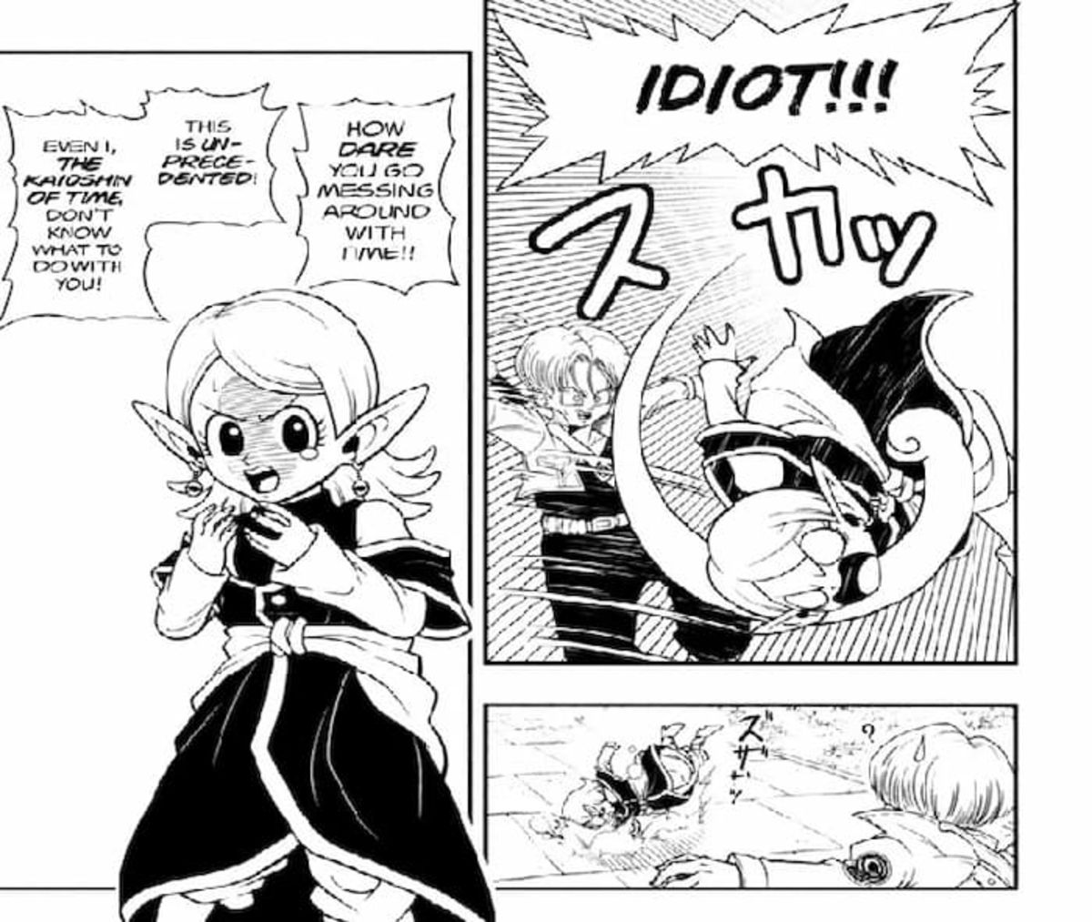 La guardián del tiempo Chronoa intercepta a Trunks