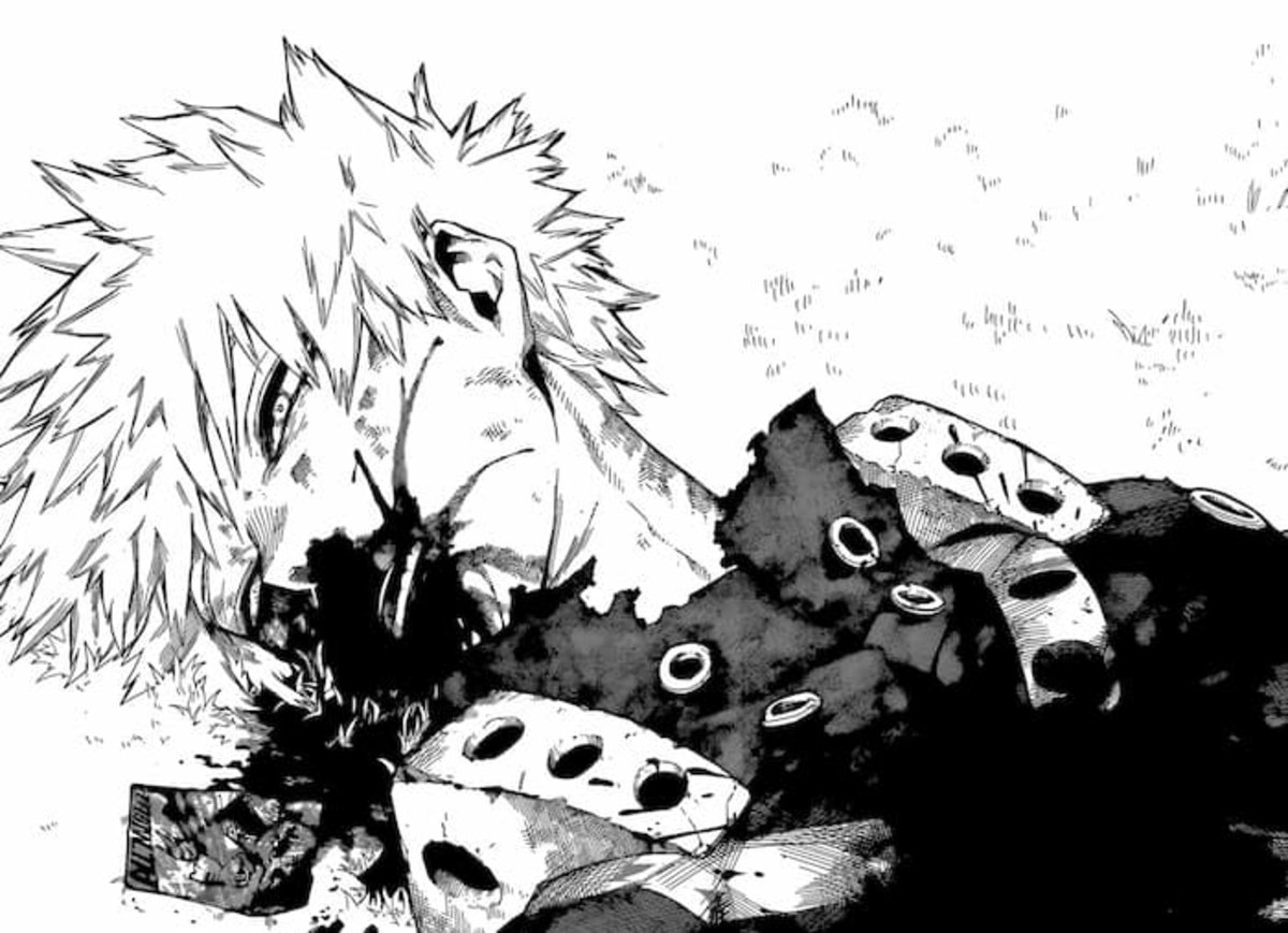 A badly injured Bakugo from the incident with Shigaraki, dies after his heart stopped working.