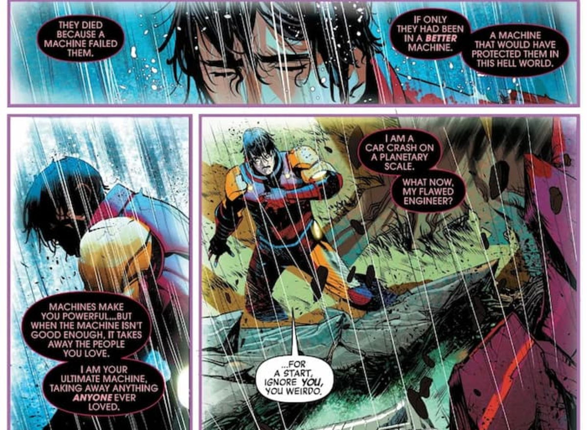 Iron Man conversando con el Progenitor.