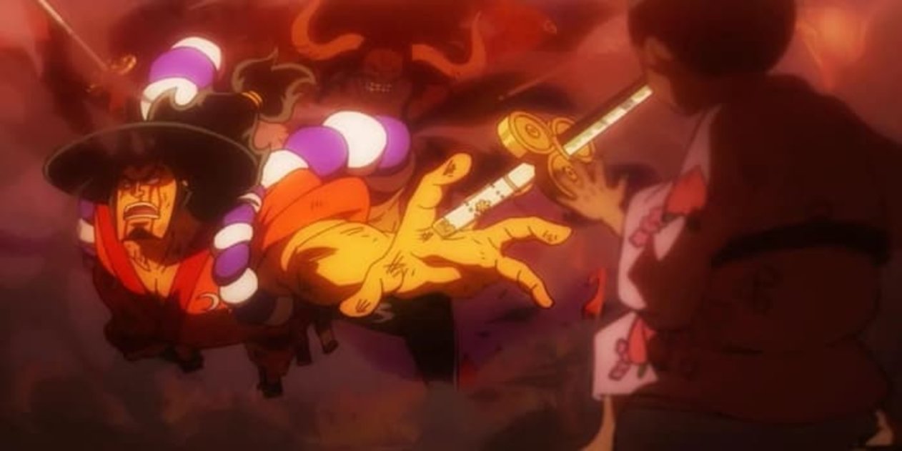 Higurashi distrae a Oden, interrumpiendo su pelea con Kaido