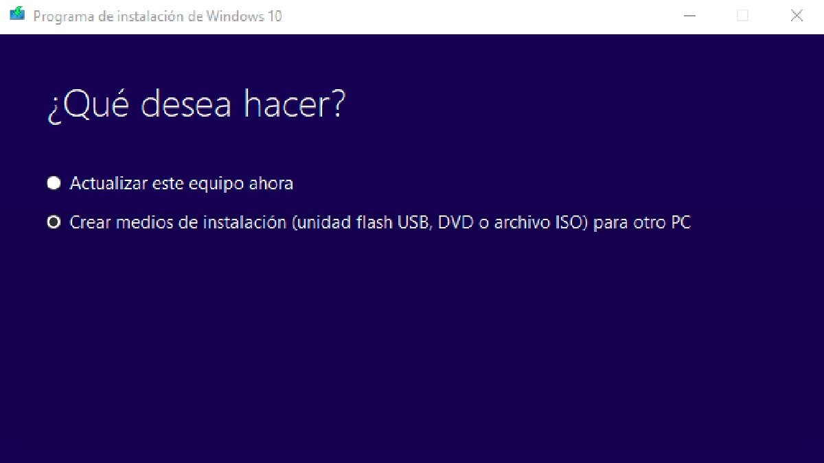 Crear disco de arranque de Windows 10