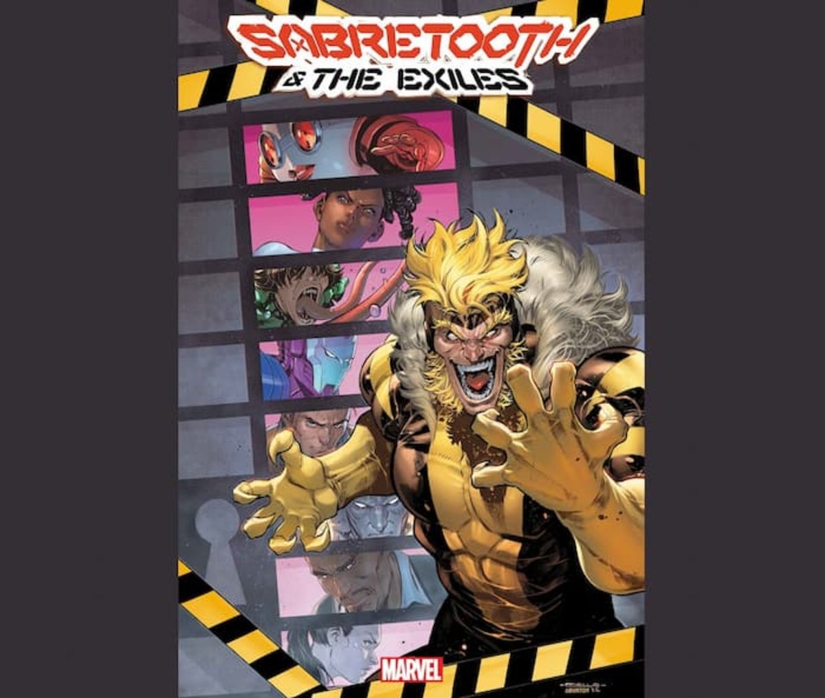 Una variante de portada del volumen #2 del cómic Sabretooth & the Exiles