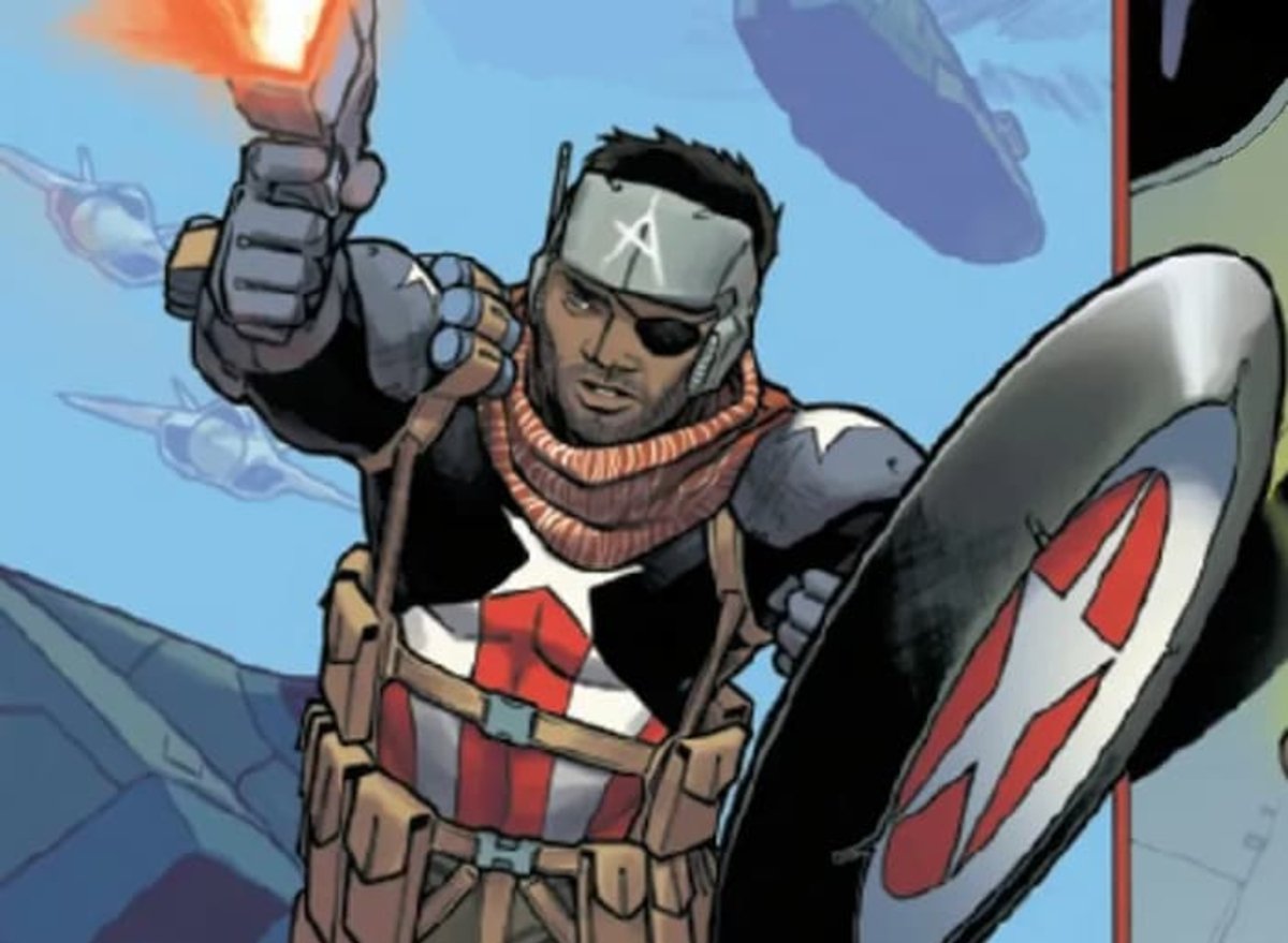 Nick Fury como Capitán América en el volumen #11 del cómic Avengers Forever de Marvel