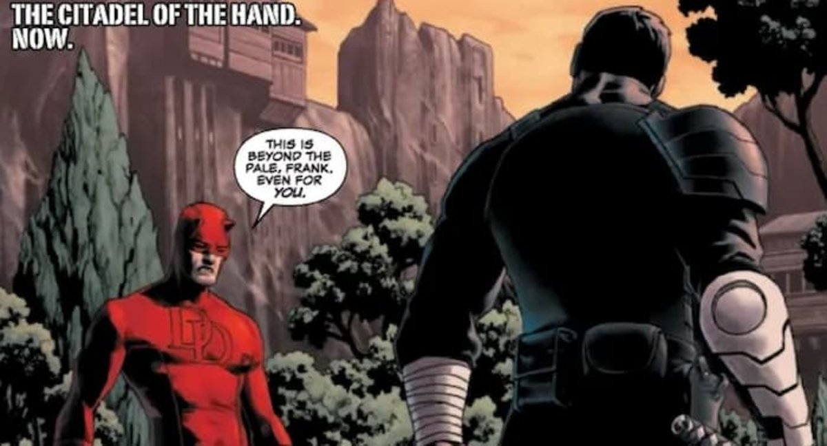 Daredevil iniciando una discusión con The Punisher