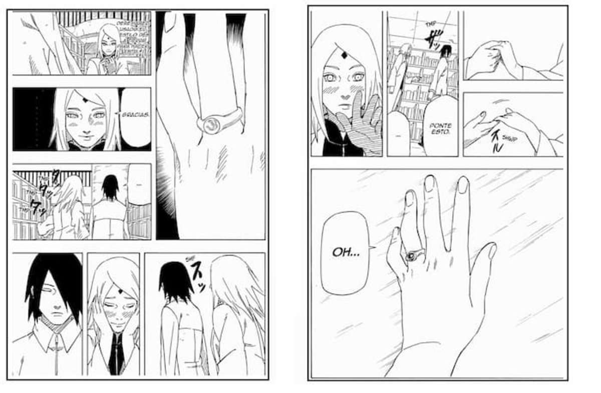 Sasuke le ha dado un anillo a Sakura, siendo este uno de los momentos más emotivos y románticos de la pareja
