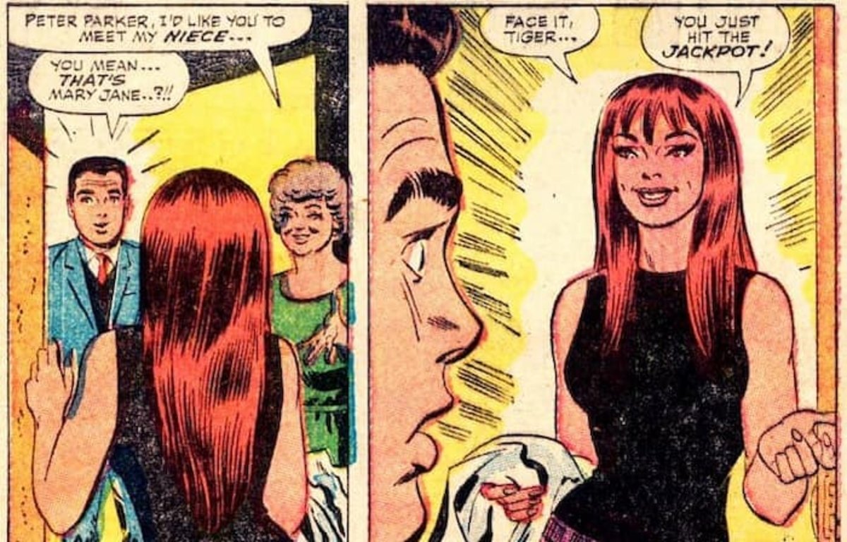 Primera aparición completa de Mary Jane en el volumen #42 del cómic The Amazing Spider-Man (1966)