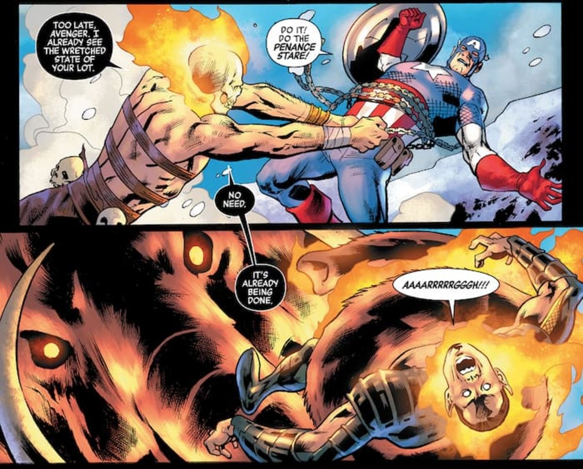 Ghost Rider usando su mirada de penitencia en Namor