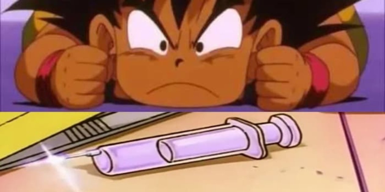 Goku siente un gran temor por las agujas e inyecciones