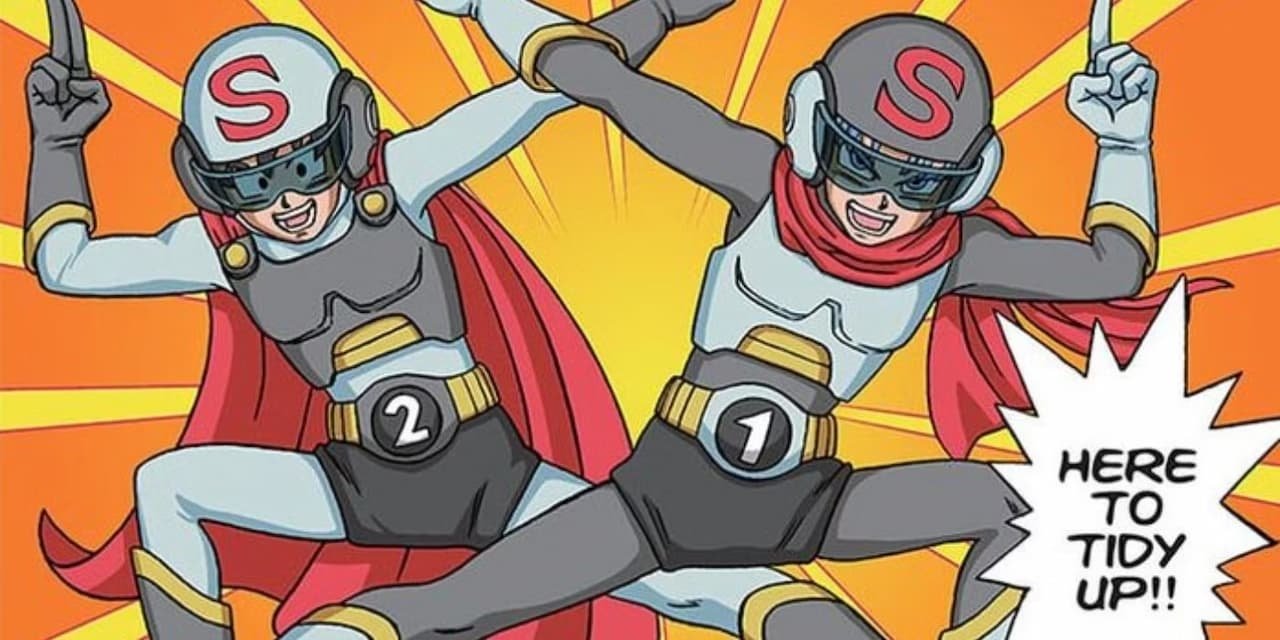 Trunks y Goten vestidos de Saiyaman X1 y X2
