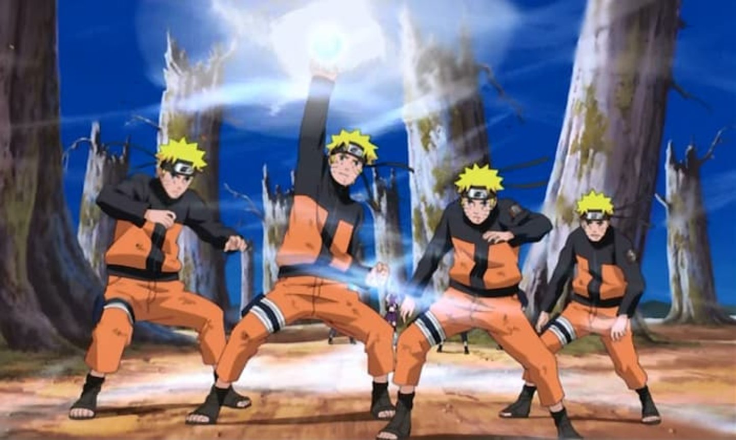 Naruto usando el Rasenshuriken por primera vez