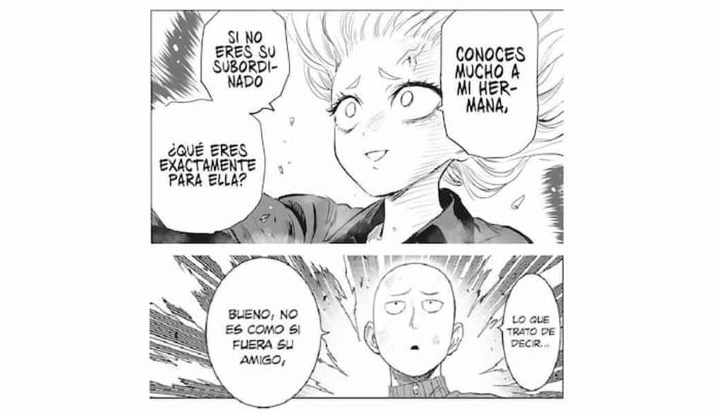 Tatsumaki preguntándole a Saitama qué es exactamente para Fubuki