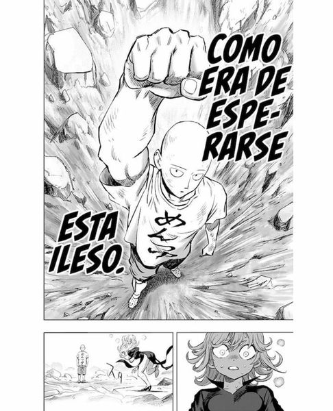 Como era de esperarse, Saitama ha salido ileso del ataque y Tatsumaki ya ha llegado completamente a su limite