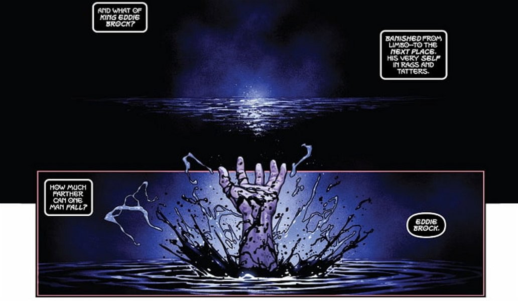Eddie Brock cayendo en una especie de lago en "el siguiente lugar"