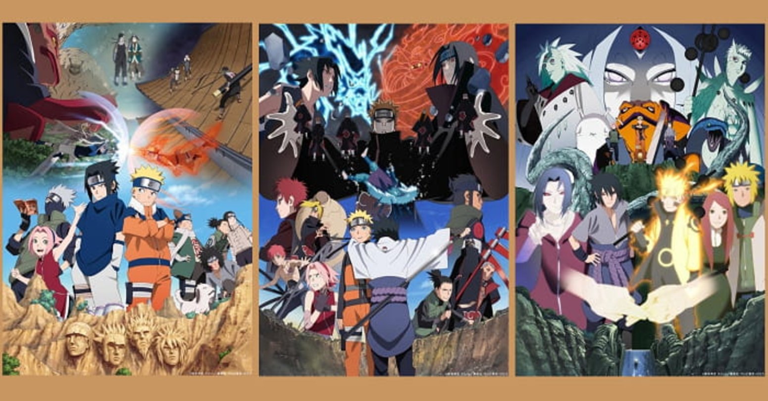 Las tres imágenes mostradas en octubre del año pasado, en conmemoración al 20 aniversario de Naruto