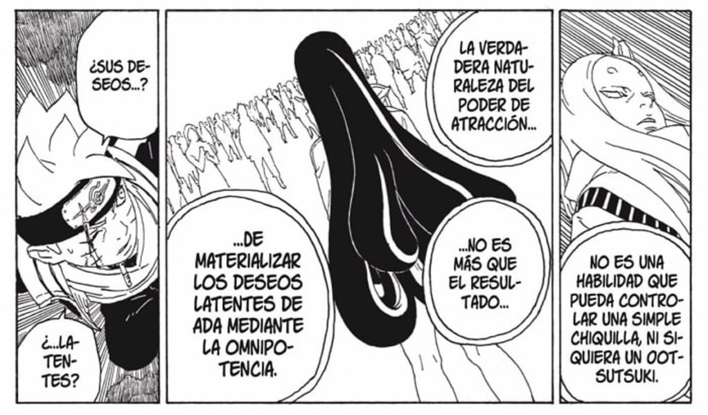 Momoshiki Otsutsuki explicándole a Boruto acerca del asombroso poder que ha usado Eida