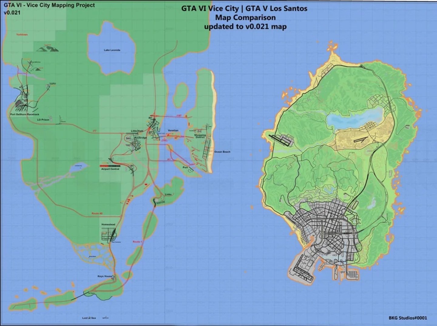 Esta imagen demuestra lo grande que debería ser el mapa de GTA VI respecto a GTA V