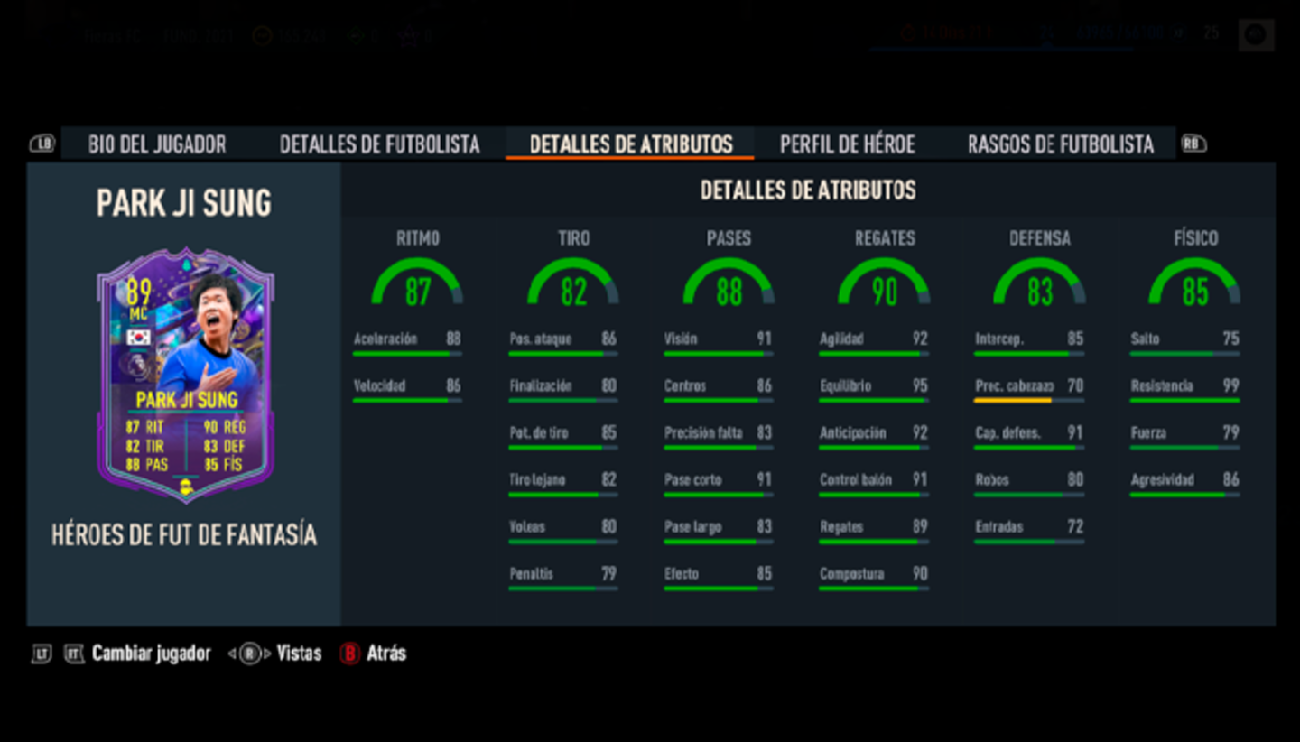 Versión FUT Fantasy de Park Ji Sung