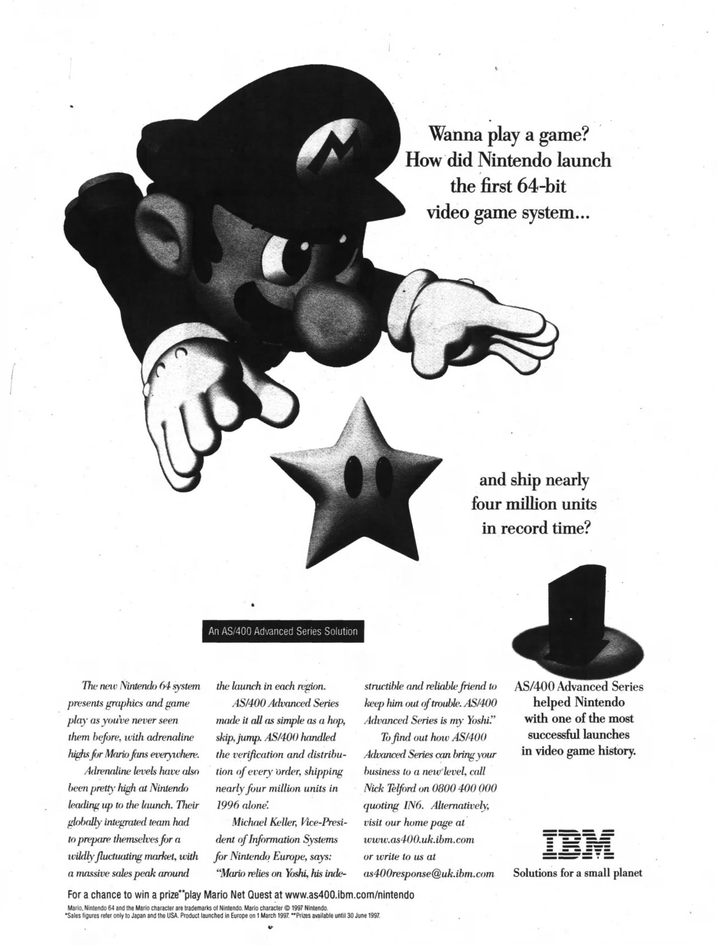 Anuncio del juego para navegador de Mario de 1997