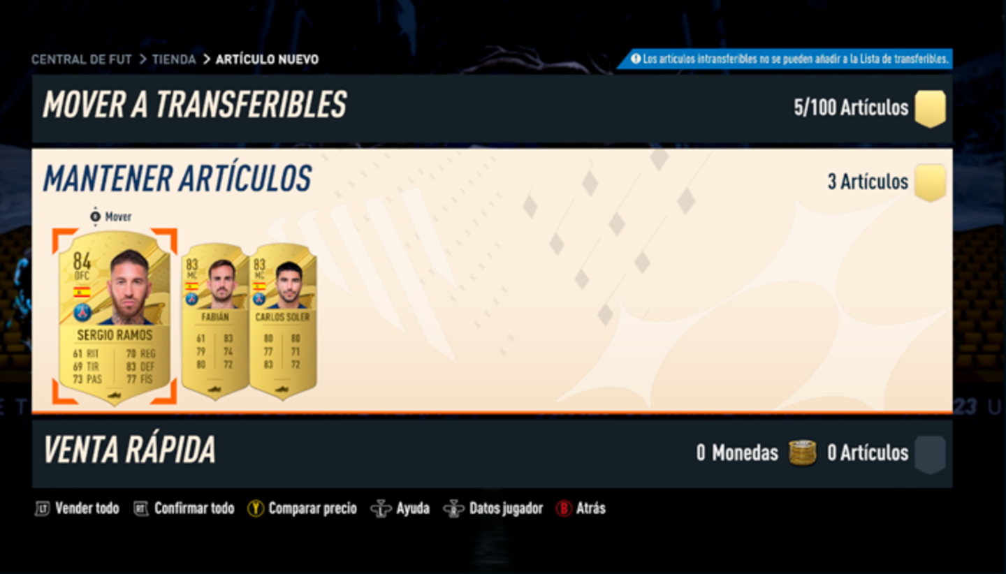 Consigue un sobre de 3 jugadores 83+ con este SBC