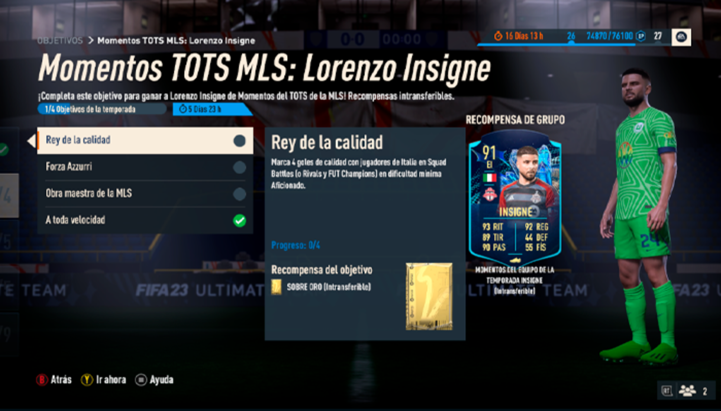 Guía para conseguir a Insigne TOTS Momentos