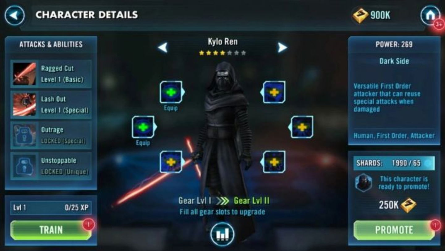 Para qué sirven los créditos y cristales en Star Wars Galaxy of Heroes