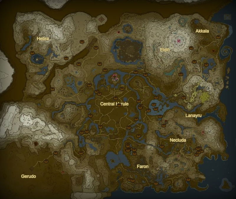 Location of all the wells and rewards in Zelda: Tears of the Kingdom ...