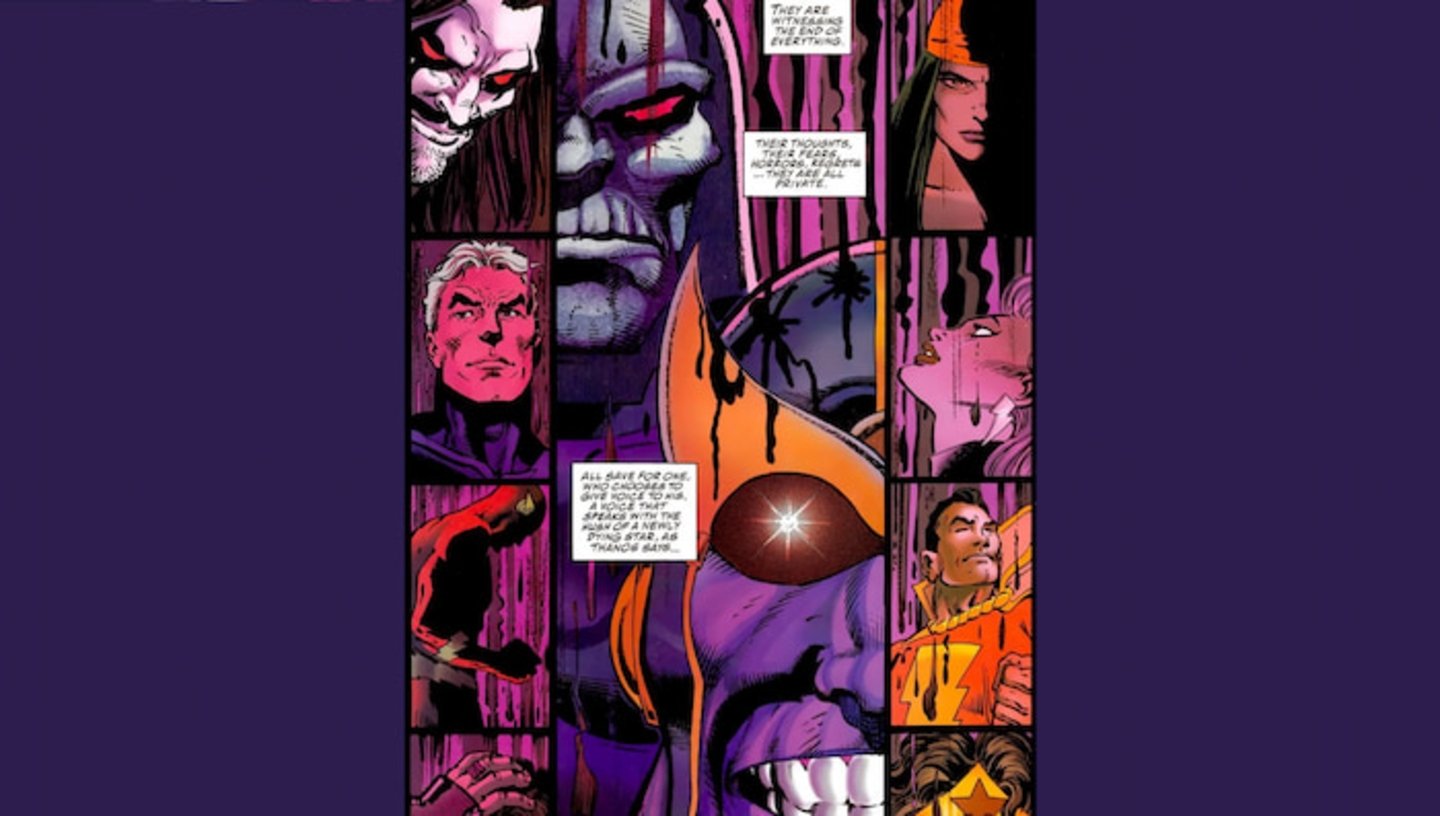 Ante la destrucción de los universos de Marvel y DC, Thanos se sentía maravillado con este espectáculo