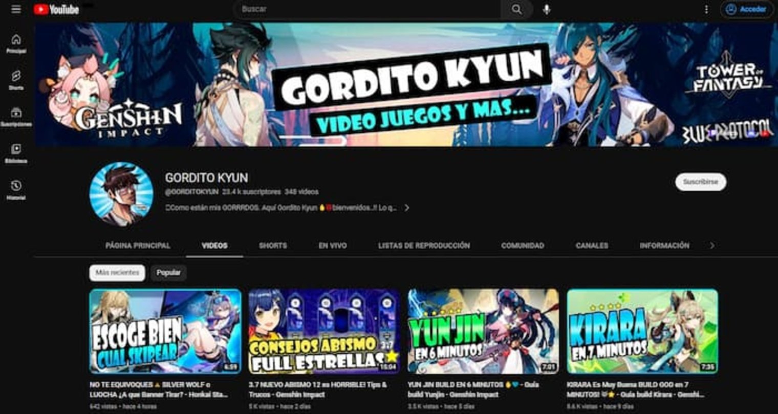 Canal de Youtube de Gordito KYUN
