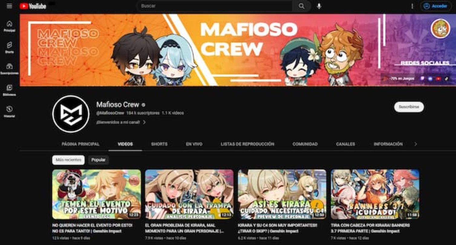 Canal de Youtube de Mafioso Crew