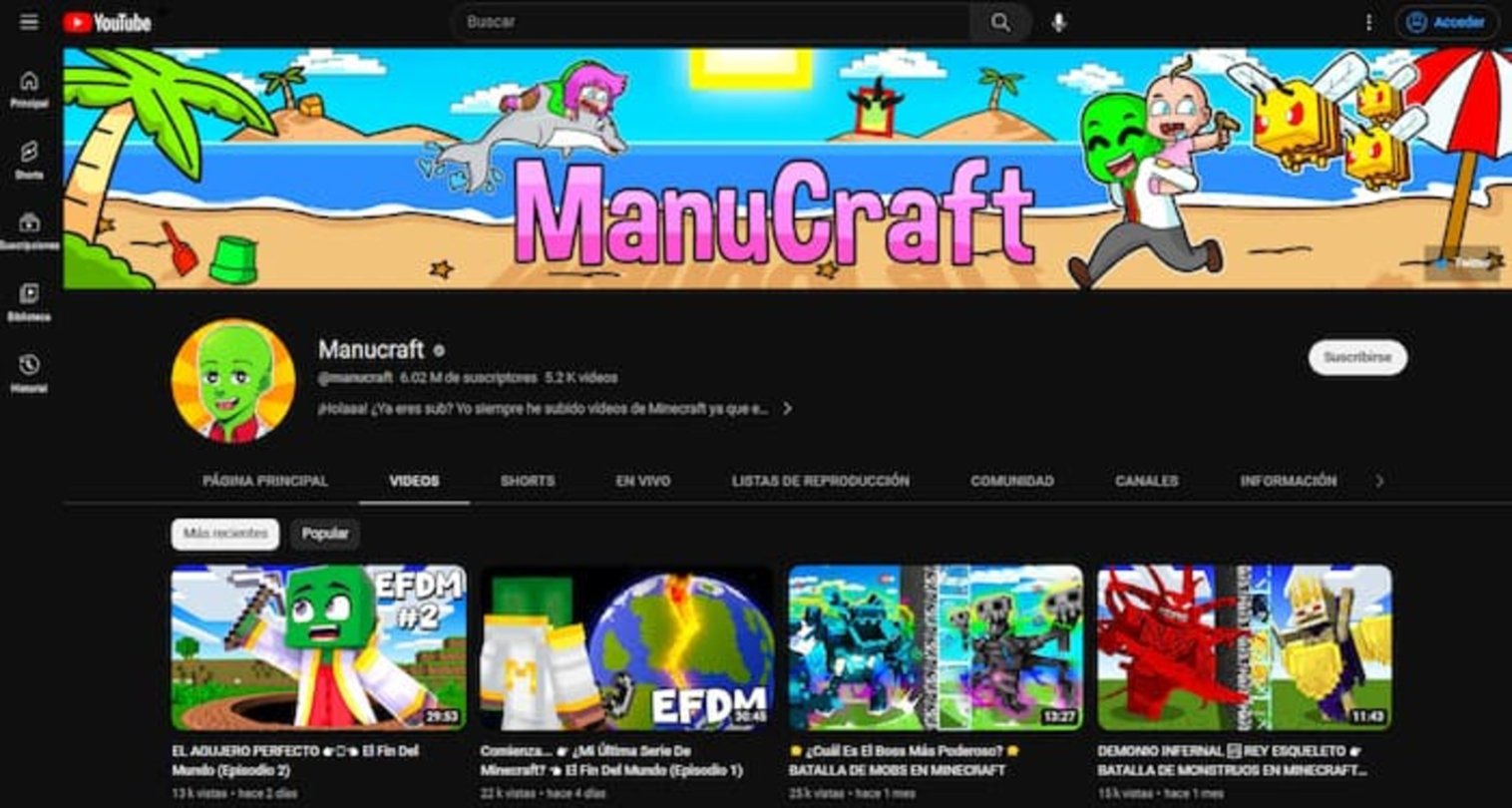 Canal de Youtube de Manucraft
