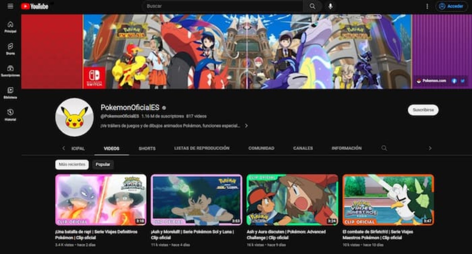 Canal de Youtube de PokemonOficialES