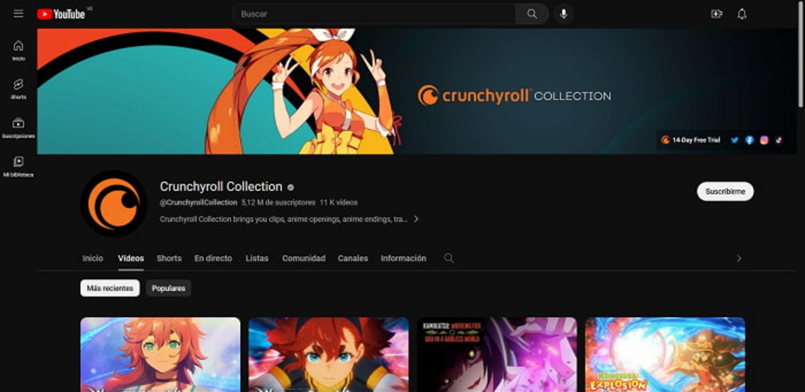 Crunchyroll Collection es un canal de Youtube de anime sumamente popular