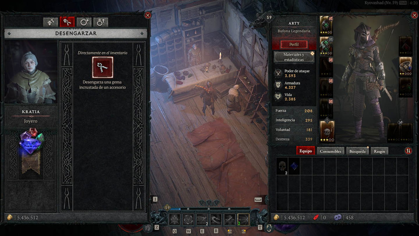 Desengarzar gemas en Diablo IV