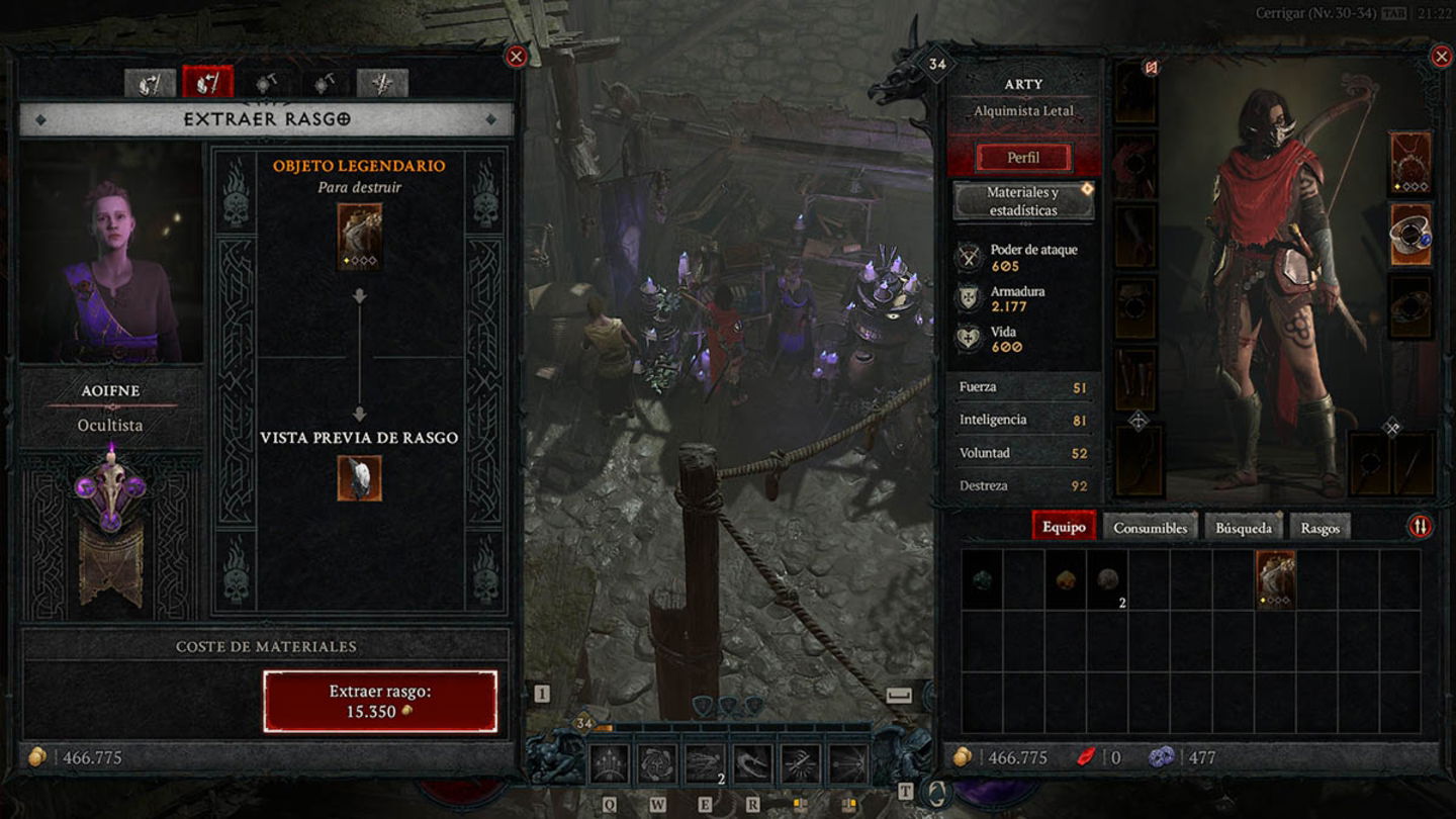 Extraer rasgo de un objeto legendario en Diablo IV