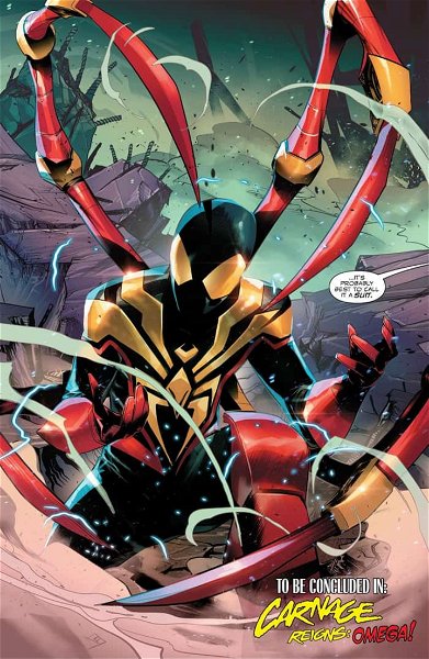 Miles Morales con la sua nuova armatura di Iron Man nel volume #7 della sua serie attuale