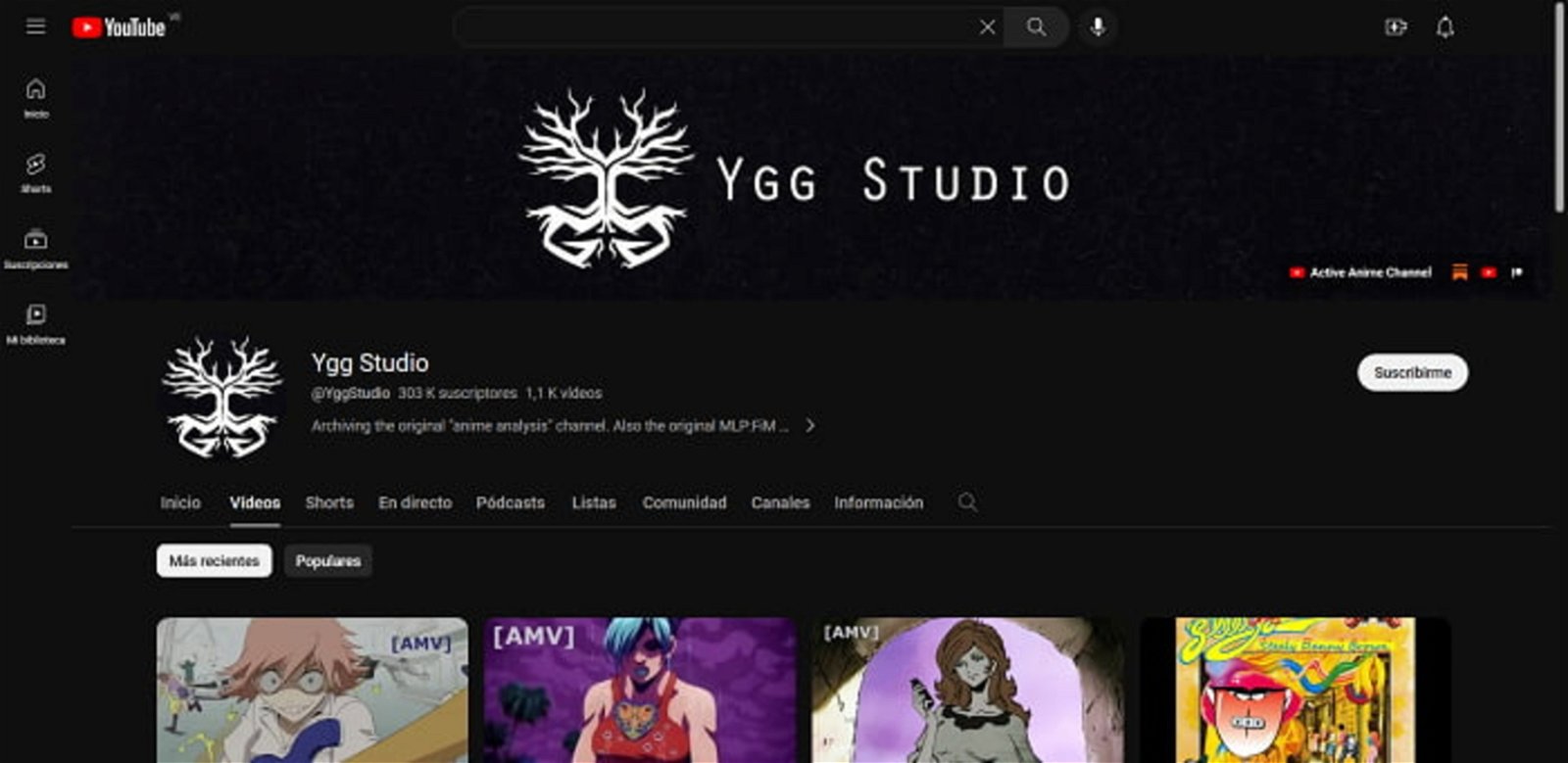 Ygg Studio es otro canal de Youtube de anime muy recomendado