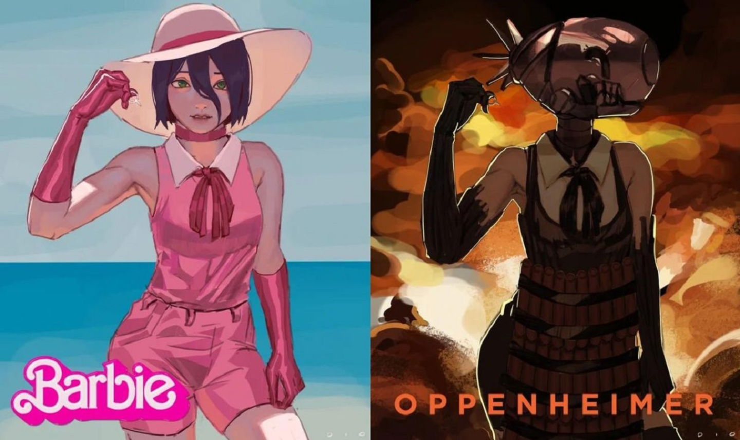 Chainsaw man parodia el fenómeno "Barbieheimer" con este fan art de Reze