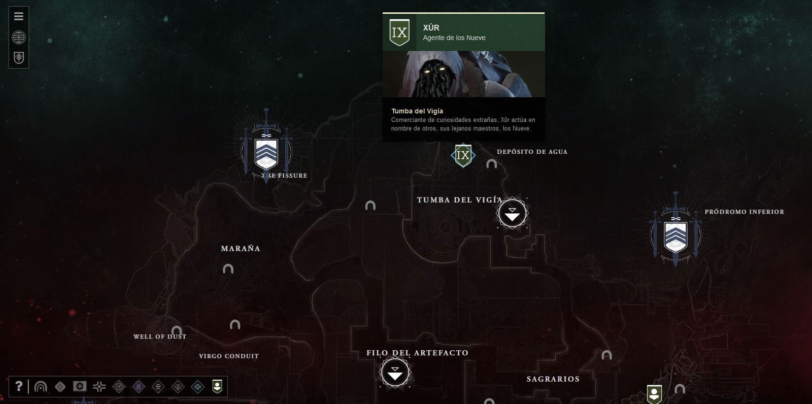 Localización de Xur en nessus en Destiny 2