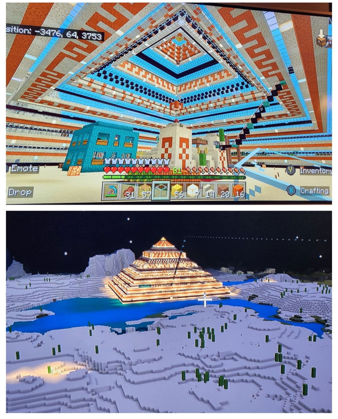 Este jugador de Minecraft crea una increíble base con forma de pirámide en medio del desierto