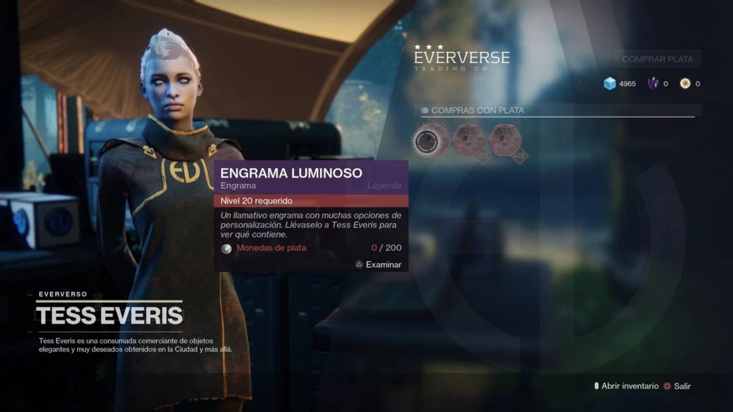 Tess Everis, mercader en Destiny 2