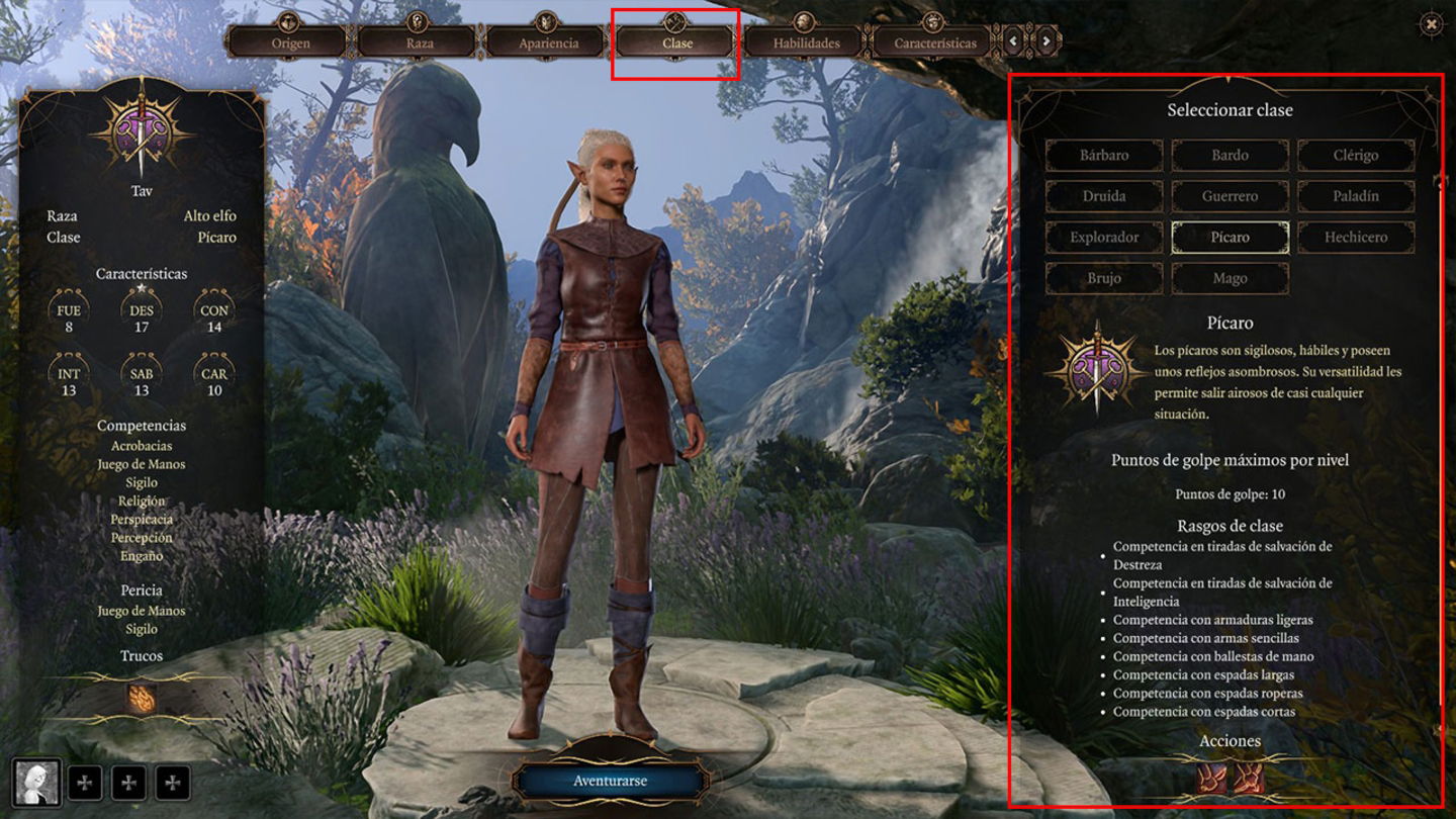 Elección de clase en Baldur's Gate 3