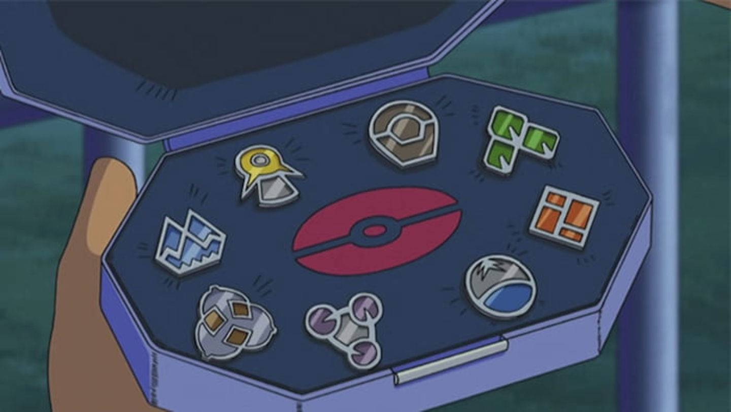 En el anime, Ash no logró conseguir dos medallas correspondientes a la región Unova
